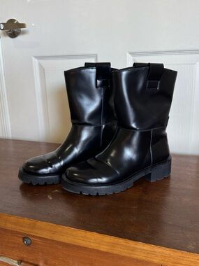 H&M Black Women's Mid-Calf Combat Boots